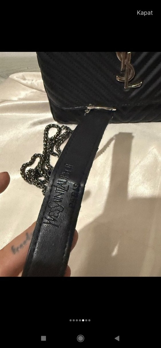 Siyah Parlak Deri YSL Kadın Çanta - Görsel 4