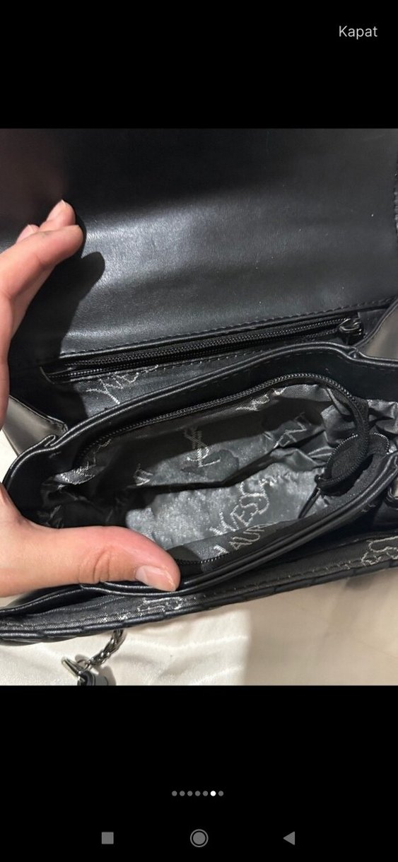 Siyah Parlak Deri YSL Kadın Çanta - Görsel 5