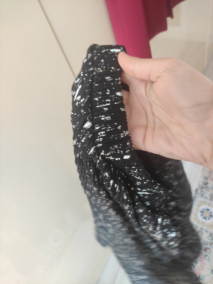 Gri Siyah Pilili Uzun Kadın Etek - Görsel 3