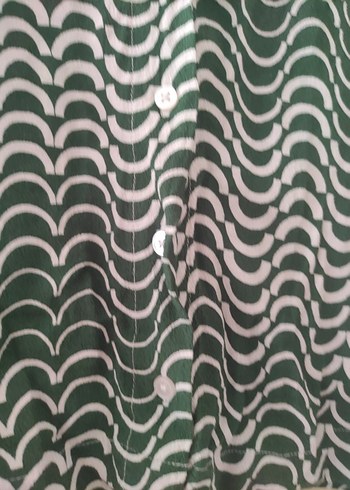 Uzun Kollu, Düğmeli Yeşil Batik Kadın Gömlek - Görsel 3