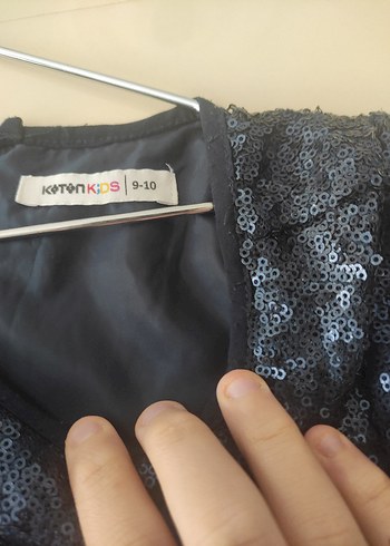 Kız Çocuk Kısa Kollu Siyah Parlak Elbise - Görsel 2