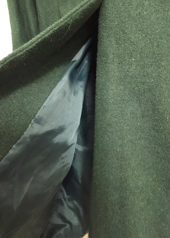 Koyu yeşil çift düğmeli uzun kaban - Görsel 7