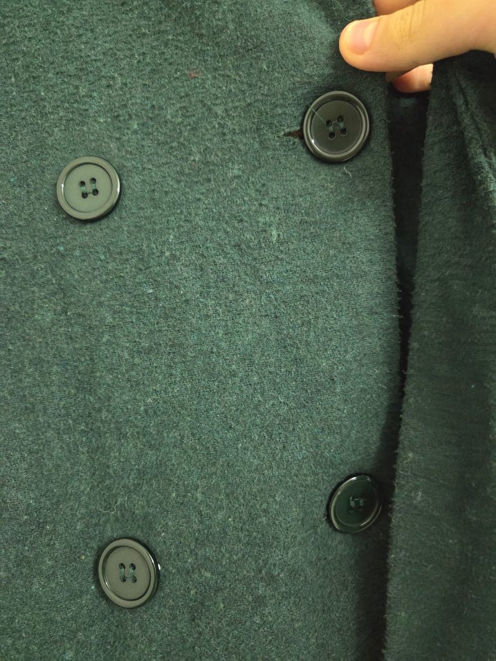 Koyu yeşil çift düğmeli uzun kaban - Görsel 5