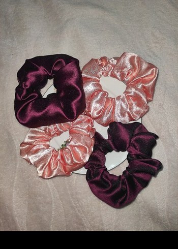 Renkli Saten Lastikli Kadın Saç Tokaları - Görsel 2