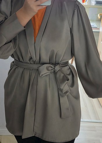 kadın saten kimono - Görsel 7