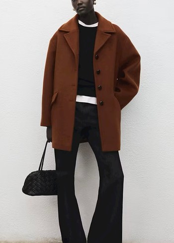 Mango Siklik Ve Rahatlik Kahve Oversize Kaban