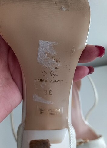 38 Beden 38 numara topuklu krem abiye ayakkabı