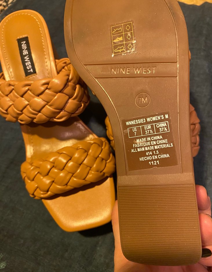 Nine West Bej Deri Örgülü Kadın Terlik - Görsel 3