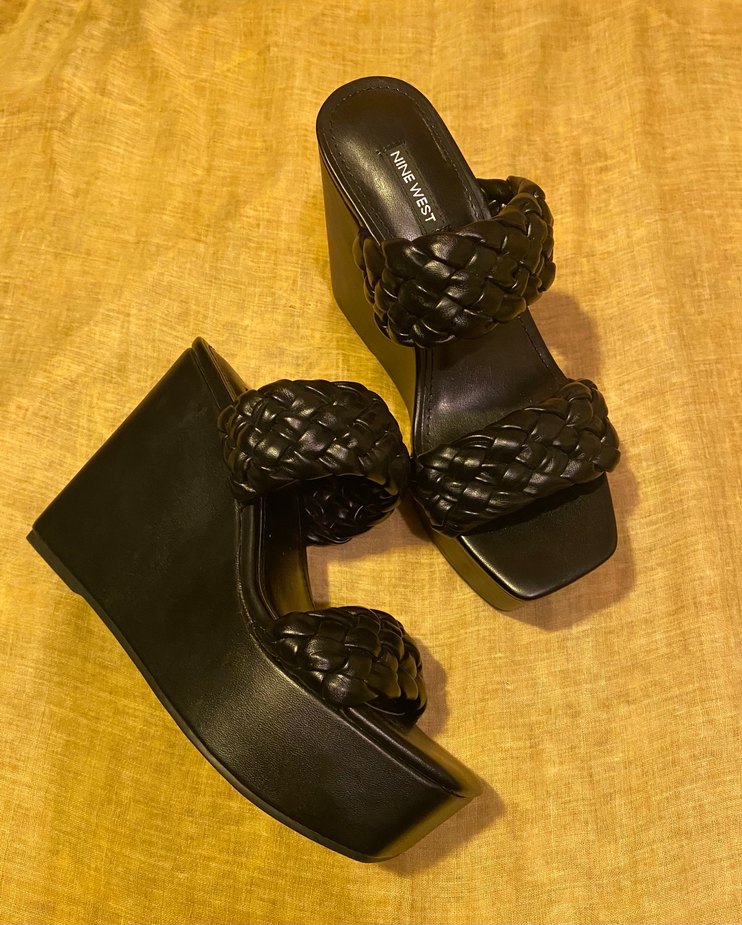 Nine West Siyah Örgü Bantlı Topuklu Terlik - Görsel 2