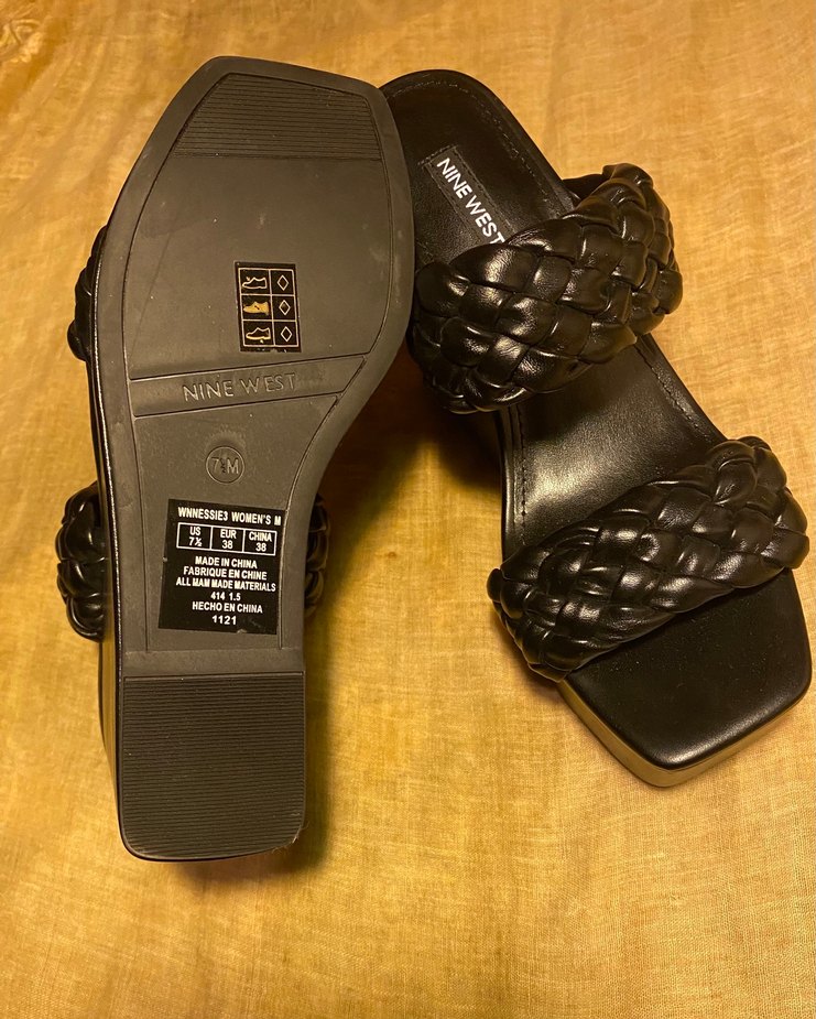 Nine West Siyah Örgü Bantlı Topuklu Terlik - Görsel 3