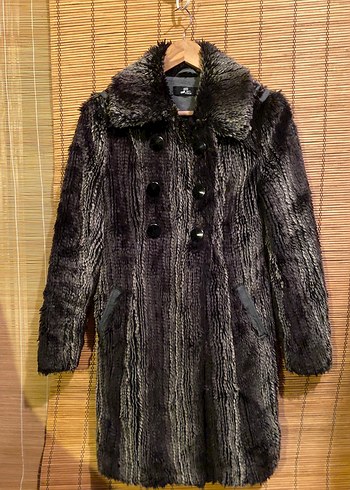 American Vintage Koyu Kahverengi Uzun Kurklu Kadin Kaban