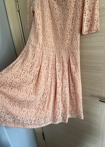 Pudra renk elbise - Görsel 3