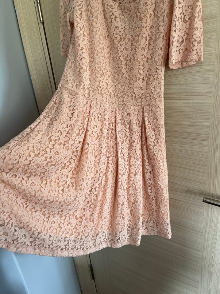 Pudra renk elbise - Görsel 3