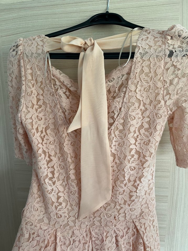 Pudra renk elbise - Görsel 2