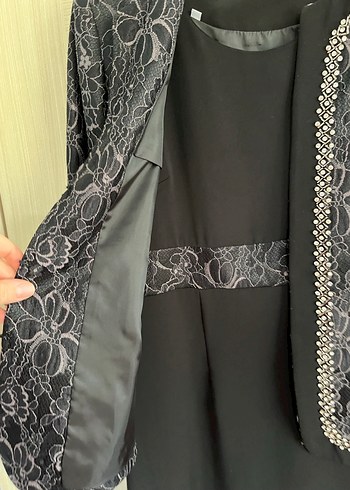 Dantel Detaylı Siyah Uzun Kadın Takım - Görsel 3