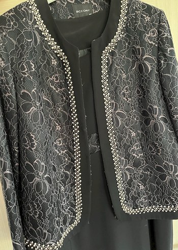 Dantel Detaylı Siyah Uzun Kadın Takım - Görsel 2