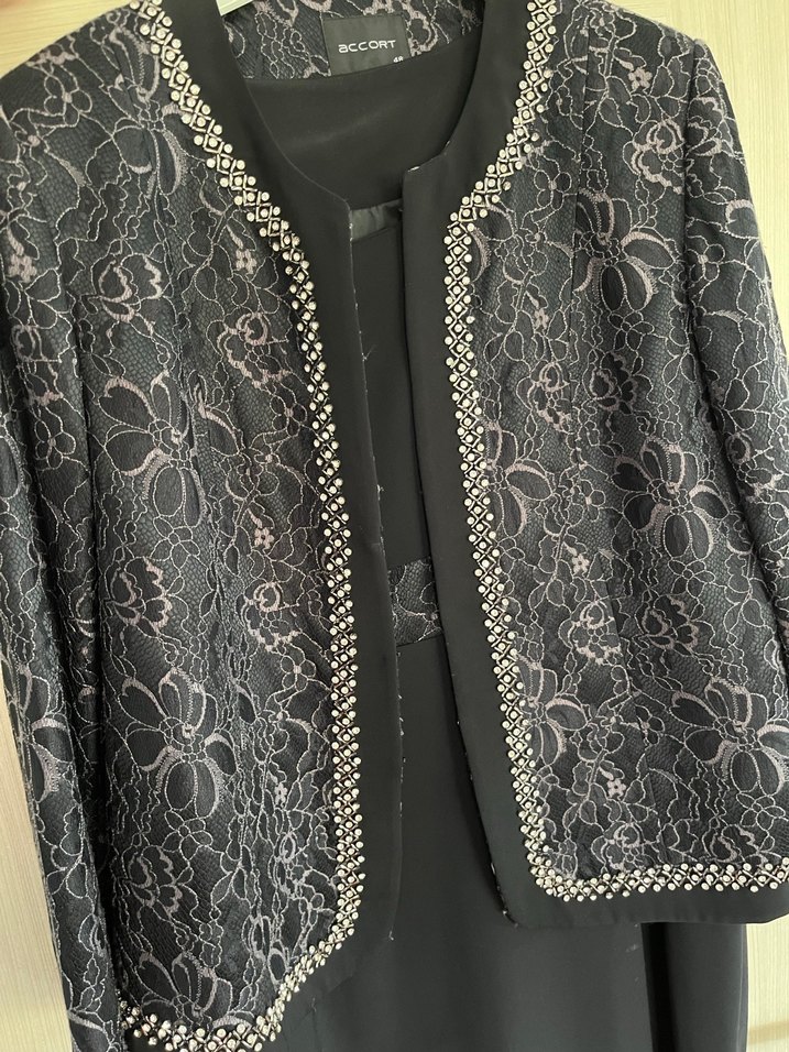 Dantel Detaylı Siyah Uzun Kadın Takım - Görsel 2