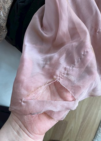 Pembe İşlemeli Uzun Kollu Kadın Abiye Elbise - Görsel 4