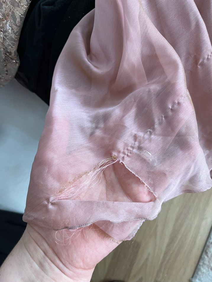 Pembe İşlemeli Uzun Kollu Kadın Abiye Elbise - Görsel 4