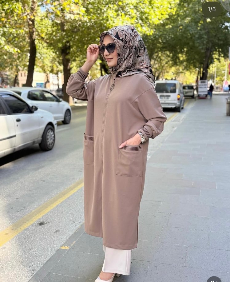 Bej Uzun Salaş Kadın giy çık - Görsel 2