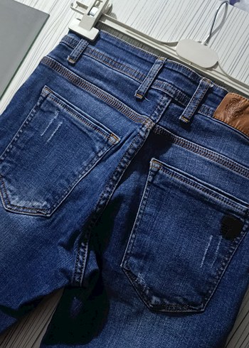 Düğmeli Mavi Kadın Denim Pantolon - Görsel 4