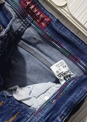 Düğmeli Mavi Kadın Denim Pantolon - Görsel 5
