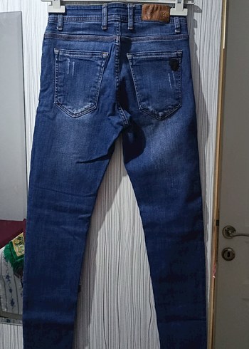 Düğmeli Mavi Kadın Denim Pantolon - Görsel 3