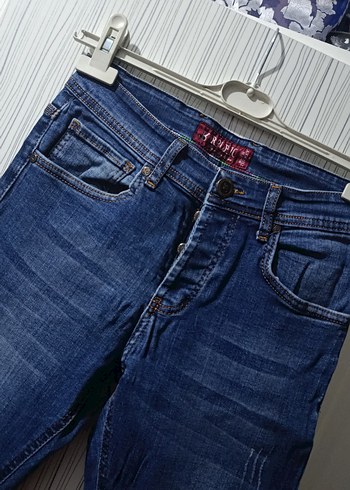 Düğmeli Mavi Kadın Denim Pantolon - Görsel 2