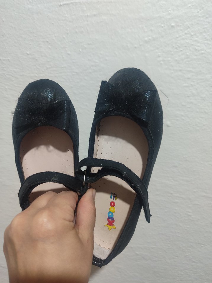 Kız Çocuk Siyah Cırtlı Babet Ayakkabı - Görsel 4