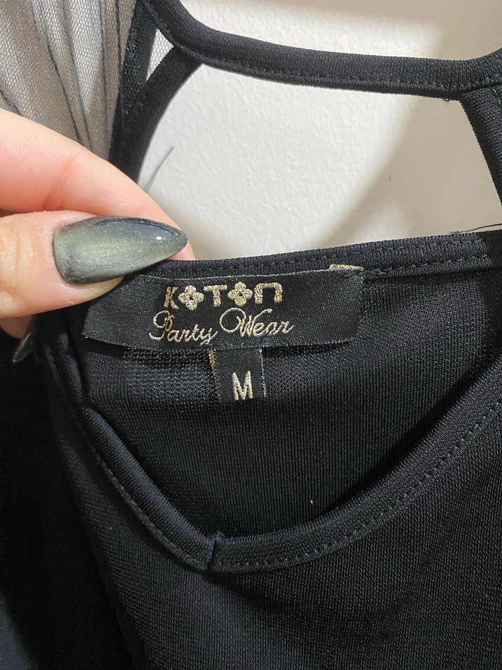 Dantel Detaylı Siyah Midi Goth Mayo - Görsel 2