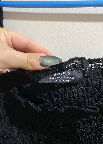 Siyah Triko Uzun Kollu Straplez Bluz - Görsel 2