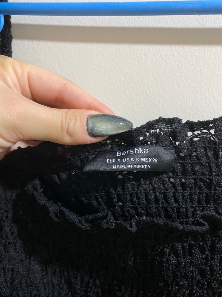 Siyah Triko Uzun Kollu Straplez Bluz - Görsel 2