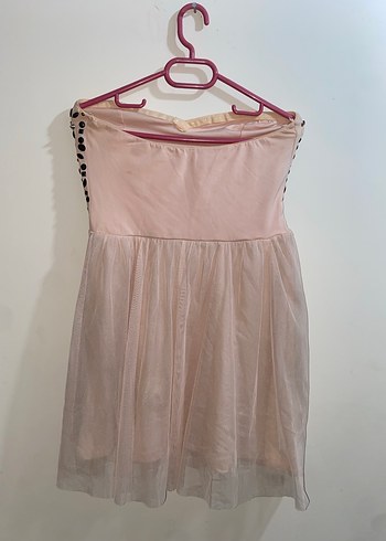 Puantiyeli Straplez Midi Elbise - Görsel 2