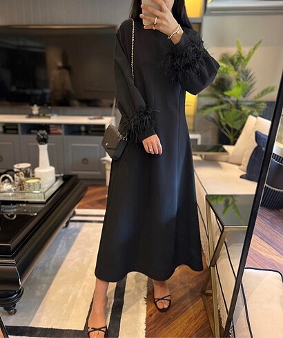 Diğer Lavinia couture siyah tüylü elbise