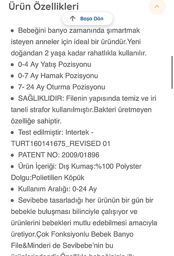 Beden Renk Bebek banyo filesi minderi
