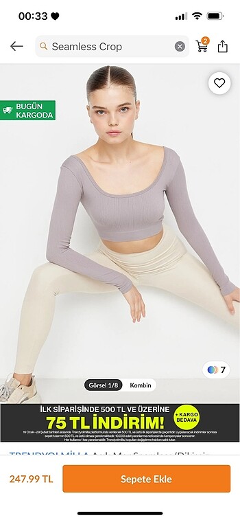 Trendyol & Milla Trenyolmilla fitilli seamless crop