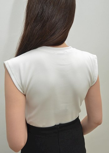 Çizgili Kolsuz Mini Ofis Bluzu - Görsel 2