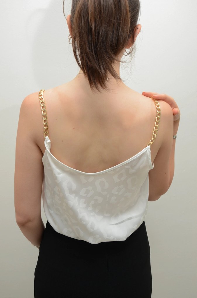 Beyaz Yılan Desenli Drapeli Kadın Body - Görsel 2