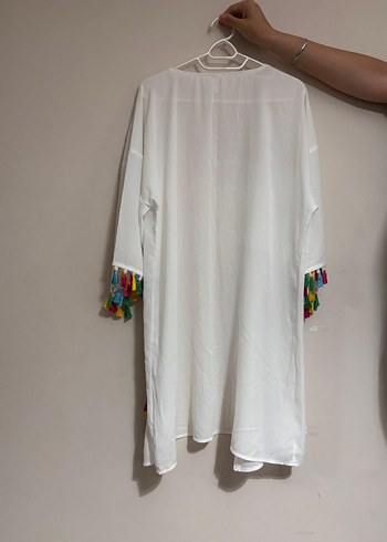 Defacto Püsküllü Pamuklu Uzun Bohem Kadın Kimono pareo