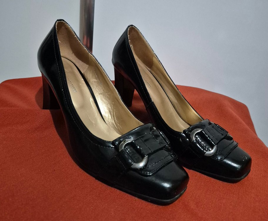 Kadın Siyah Desenli Tokalı Topuklu Ayakkabı - Görsel 5