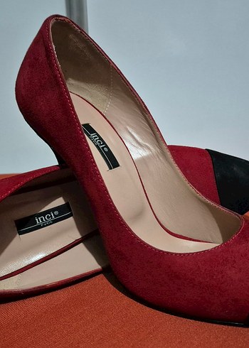 Klasik Kırmızı Süet Stiletto Topuklu - Görsel 2