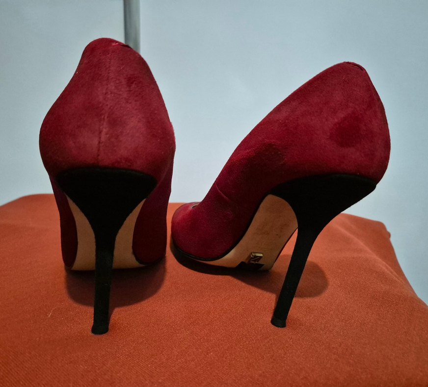 Klasik Kırmızı Süet Stiletto Topuklu - Görsel 5