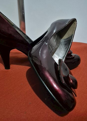 Bordo Parlak Tokalı Kadın Stiletto - Görsel 5