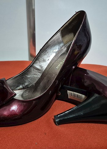 Bordo Parlak Tokalı Kadın Stiletto - Görsel 6