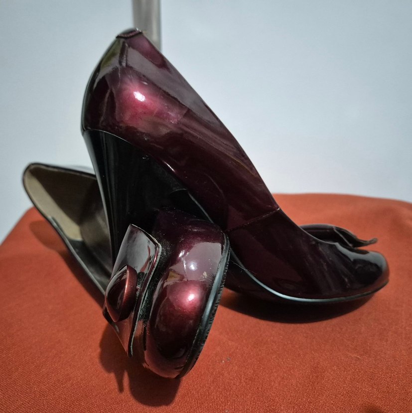 Bordo Parlak Tokalı Kadın Stiletto - Görsel 4