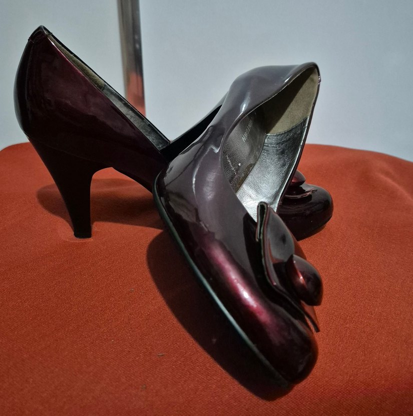 Bordo Parlak Tokalı Kadın Stiletto - Görsel 5