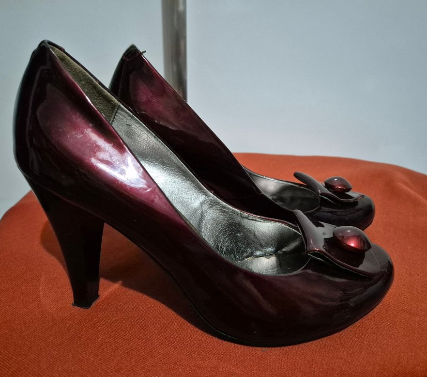 Bordo Parlak Tokalı Kadın Stiletto - Görsel 3