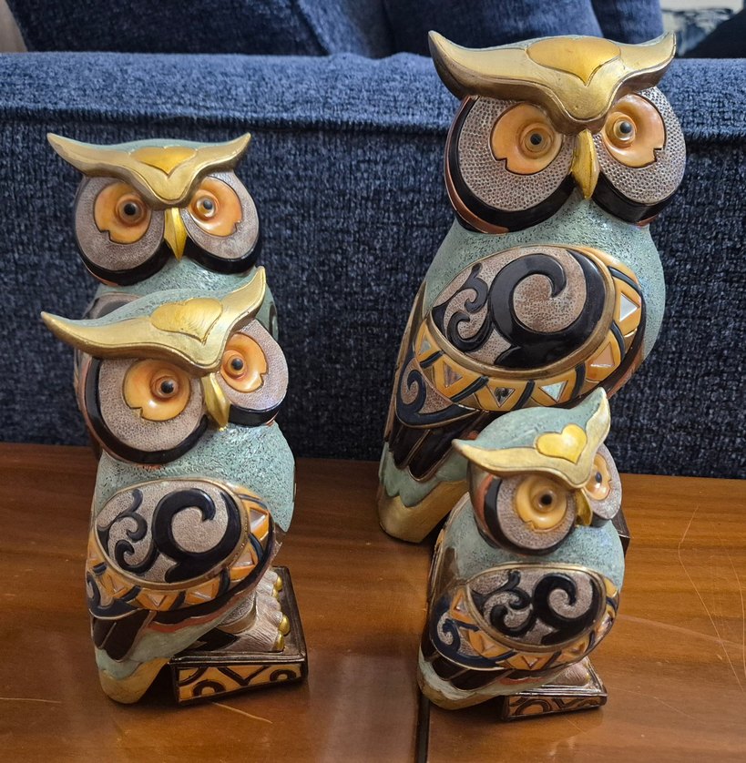 Dekoratif Gri Baykuş Biblo Seti - Görsel 3