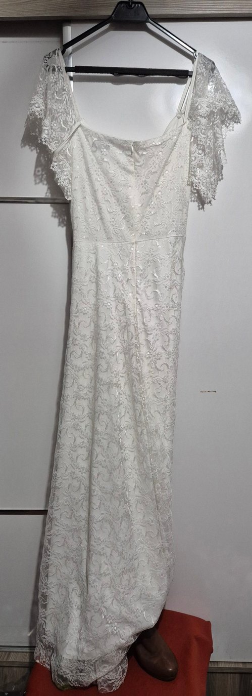 Dantel Detaylı V Yaka A Kesim Gelinlik - Görsel 2