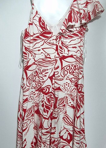 Kırmızı V Yaka tek omuz elbise - Görsel 2